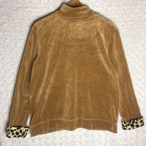 Onque Casuals Cheeta Print Velvet Zipper Up Sweatshirt Size XL - Picture 6 of 6
